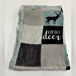 Bass Pro Shops Little Deer Baby Boy Blanket Faux Patchwork Blue 30x40"